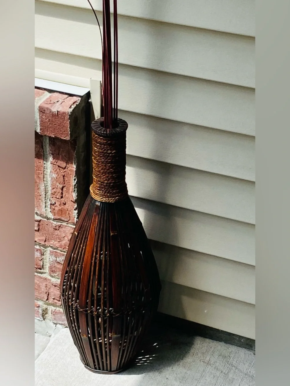 Creative Home Accents Decorative Brown Wicker Woven Floor Vase🏺NOT Water Tight